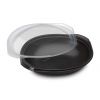 Vaschetta ovale nera design PP con coperchio, confezione da 25 pezzi