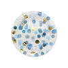 Piatto in cartoncino fantasia Coriandoli chic azzurro, confezione da 8 pezzi