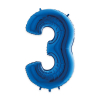 Palloncino sagomato a numero, colore blu metallizzato, altezza 102 cm