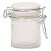 Vasetto in vetro da 50 ml, con base tonda e chiusura ermetica con tappo bianco in ceramica