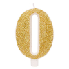 Candela numero oro glitter con supporto, altezza 9.5cm