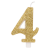 Candela numero oro glitter con supporto, altezza 9.5cm