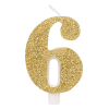 Candela numero oro glitter con supporto, altezza 9.5cm