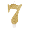 Candela numero oro glitter con supporto, altezza 9.5cm