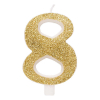 Candela bio numero oro glitter con supporto, altezza 9.5cm