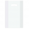 Shopper in plastica HDPE bianco, con maniglia fustellata a fagiolo, confezione da 5 kg.