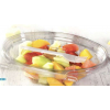 Contenitore ovale trasparente in R-PET, con forchetta legno sul coperchio "Safe-t-fresh"