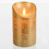 Candela Rustic in cera Oro con fiamma in movimento e led luce calda, a batteria, diametro 7.5 cm, uso interno
