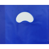 Shopper in plastica HDPE blu con maniglia fustellata a fagiolo, confezione da 5 kg.