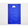 Shopper in plastica HDPE blu con maniglia fustellata a fagiolo, confezione da 5 kg.