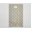 Shopper in plastica HDPE tortora con fantasia "Pois"Bianchi, maniglia fustellata a fagiolo, confezione da 5 kg.