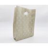 Shopper in plastica HDPE tortora con fantasia "Pois"Bianchi, maniglia fustellata a fagiolo, confezione da 5 kg.