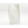Shopper in plastica HDPE bianco, con maniglia fustellata a fagiolo, confezione da 5 kg.