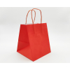 Shopper rosso con fondo largo quadrato e maniglia ritorta