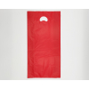 Shopper in plastica HDPE rossa, con maniglia fustellata a fagiolo