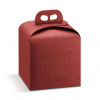 Scatola porta panettone in cartone seta bordeaux e maniglia, 20x20x18 cm, cartone da 50 pezzi