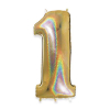 Palloncino sagomato a numero, colore oro glitter, altezza 102 cm