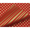 Carta da regalo double rosso 1 lato pois oro e 1 lato righe oro, formato 70x100 cm, confezione da 25 fogli