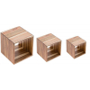 Set alzate-espositori cubiche in legno di acacia confezione da 3 pezzi