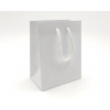 Shopper bianco carta plastificata opaca, maniglia in cotone