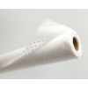 Tovaglia in tessuto non tessuto (TNT), base bianca con fantasia pois bianchi tono su tono, confezionata in rotolo da 1.60x10mt.