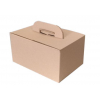 Scatola bauletto take-away in cartoncino avana con maniglia, base 32x22 cm, altezza 17 cm, cartone da 20 pezzi
