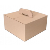 Scatola bauletto take-away in cartoncino avana con maniglia, base 33x33 cm, altezza 17 cm, cartone da 20 pezzi