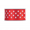 Rotolo nastro raso rosso con fantasia pois bianchi