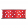 Rotolo nastro raso rosso con fantasia pois bianchi