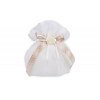Sacchetto in lino bianco con pizzo, 16x18 cm, confezione da 10 pezzi
