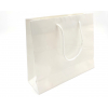 Shopper bianco plastificato lucido Elegant chic con maniglia cordone cotone