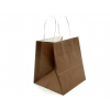 Shopper marrone con fondo largo quadrato e maniglia ritorta