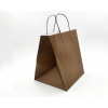 Shopper marrone con fondo largo quadrato e maniglia ritorta