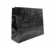 Shopper nero plastificato lucido Elegant chic con maniglia cordone cotone