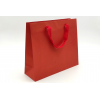 Shopper rosso Elegant natural chic  con maniglia in fettuccia cotone