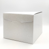 Scatola Segreto automontante con cordini, base quadrata in cartone bianco perlato