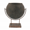 Portafiori in metallo a forma di gong bronzo invecchiato, varie misure