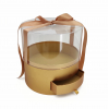 Scatola con coperchio trasparente e cassetto, diametro 22 cm, altezza 22.5 cm, vari colori