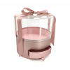 Scatola con coperchio trasparente e cassetto, diametro 22 cm, altezza 22.5 cm, vari colori