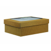 Scatola base rettangolare in cartone onda avana, coperchio con finestra, 30x38.5x14 cm, cartone da 10 pezzi