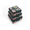 Scatola quadrata "Love" con fiori, 20x20 cm, altezza 8 cm, set da 3 pezzi