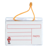 Portanome con cordoncino, disposizione orizzontale, formato 65x102 mm
