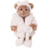 Orsa Mrs.Bukowski marrone con accappatoio, fascia e ciabatte bianche, altezza 30 cm