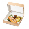 Contenitore in cartoncino avana con finestra, base quadrata 200x200mm,