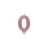 Candela numero con glitter oro rosa, altezza 8 cm