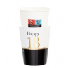 Bicchiere cartoncino fantasia Happy 18°, confezione da 8 pezzi