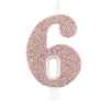 Candela numero cipria glitter con supporto, altezza 9.5cm