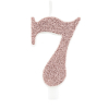 Candela numero cipria glitter con supporto, altezza 9.5cm