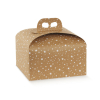 Scatola porta panettone in cartone avana con stelle e maniglia, vari formati