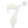 Candela numero bianco glitter con supporto, altezza 9.5cm